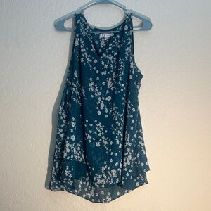 Christina B Teal Floral Tank Top